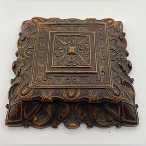 Syroco Art Products Ornate Lidded Wood Box Antique
